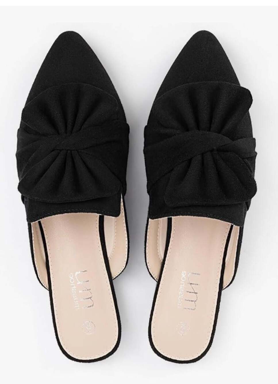 Women's 10.5 Pointed Toe Bow Mules Slip-On Flat Shoes